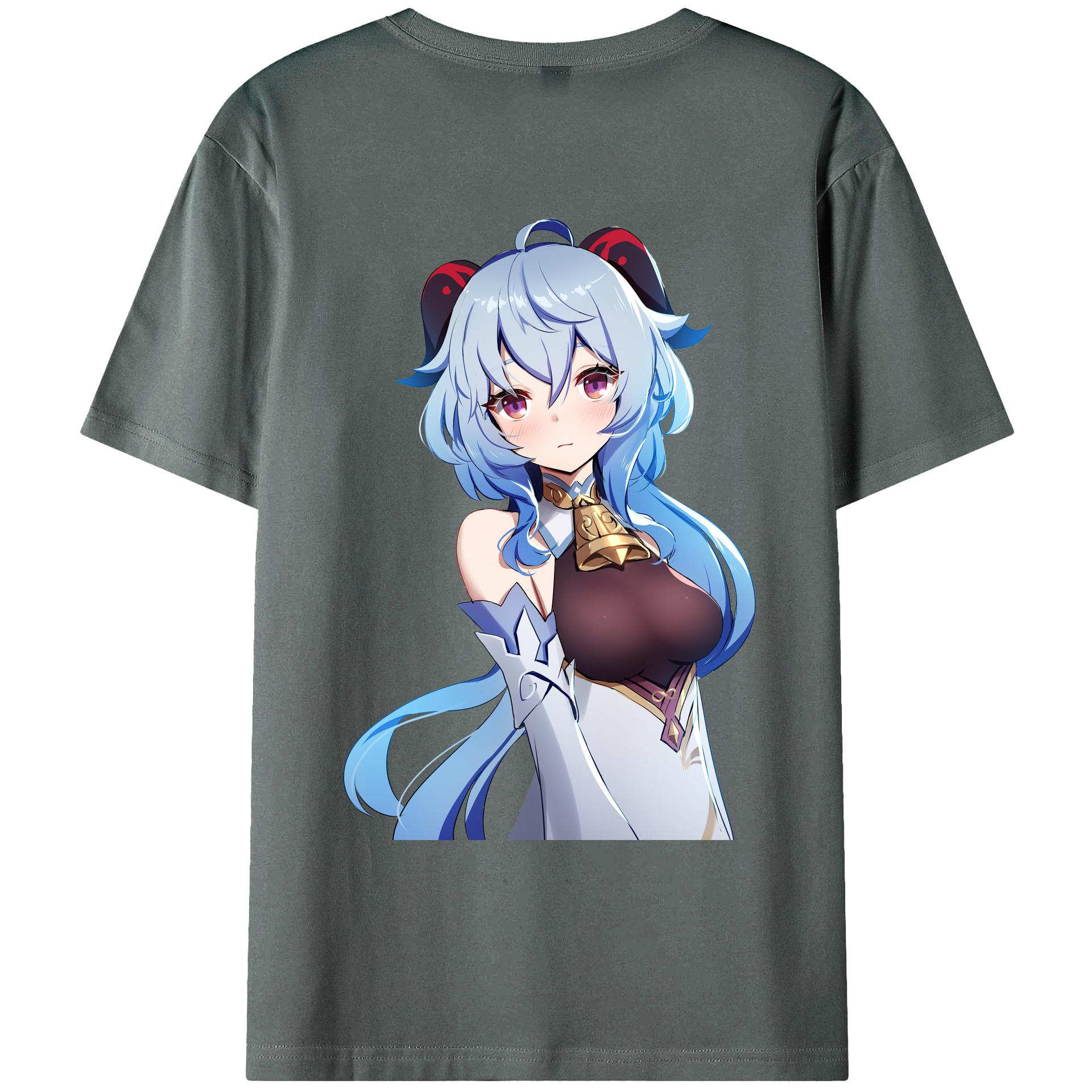 げんし神 甘雨 かんう genshin Ganyu 綿100％ メンズ半袖Tシャツ（バックプリント） 通気性